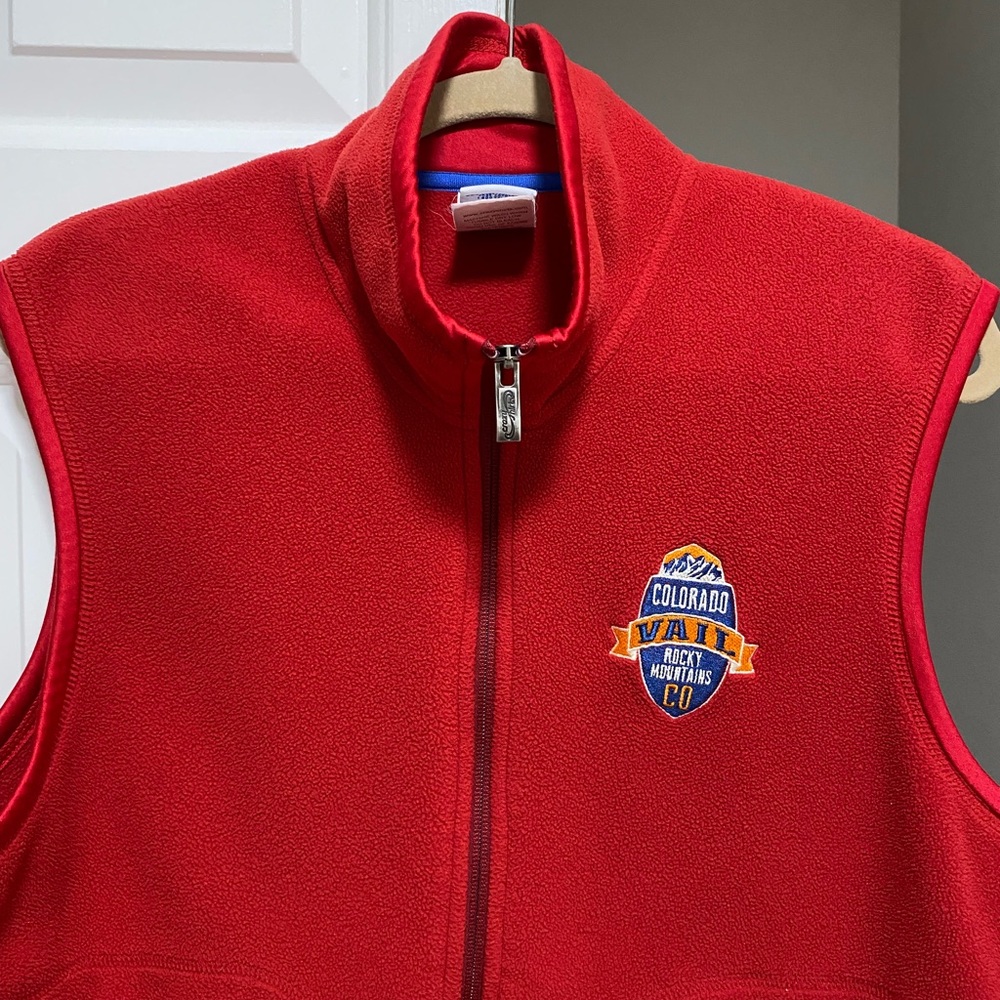 Vail Colorado Fleece Full Zip Vest Red - Picture 11 of 13